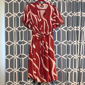 BloomChic Red and White Midi Dress